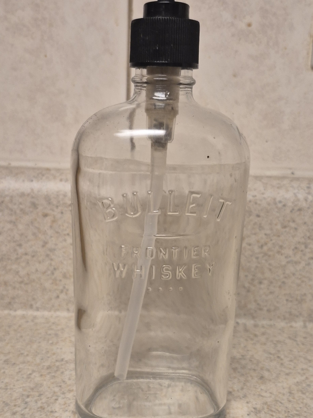 Bulleit Frontier Whiskey Reclaimed Clear Glass Bottle with Pump